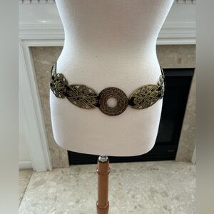 Vintage Ornate Coldwater Creek Brass and Black Decorative Belt